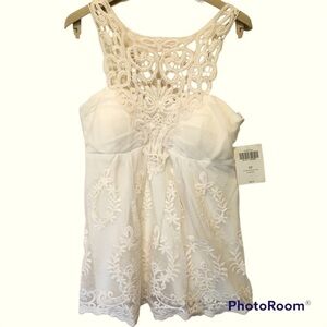 Boston Proper crochet and lace tank XS dressy lined NWT MSRP $89 fancy